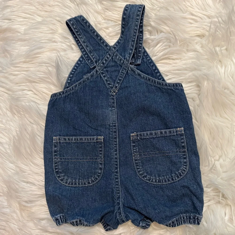 Old Navy Baby Denim Shortall Romper 3-6M Blue Unisex Overalls‎ Snap